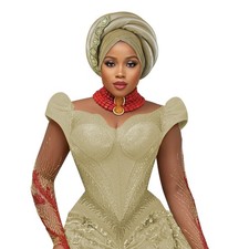 Nigerian African Gele Turban Women Wedding Party Hat Headtie Rhinestone Headwear