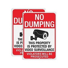 2 Large No Dumping Signs 14"x10" Property Protected by Video Surveillance NEW
