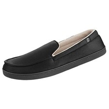 Men's Moccasin Slippers with Microsuede Upper and Gel Infused Memory 8-9 Black