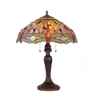 ANISOPTERA PURITY Tiffany-style 3 Light Dragonfly Table Lamp 18" Shade