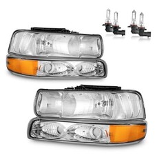 Headlights W/Bulbs for 1999-2002 OE Replacement Chrome - With H/L Beam Bulbs