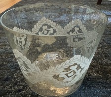 Pottery Barn Etched Hand Blown Mercury Glass Round 5.5”  Vase RETIRED