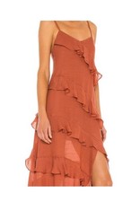 MINKPINK Leah Midi Dress Rust Orange Size Large