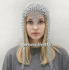 Medieval Aluminum Chainmail Coif Hood   Lightweight 9mm Armor for LARP Cosplay