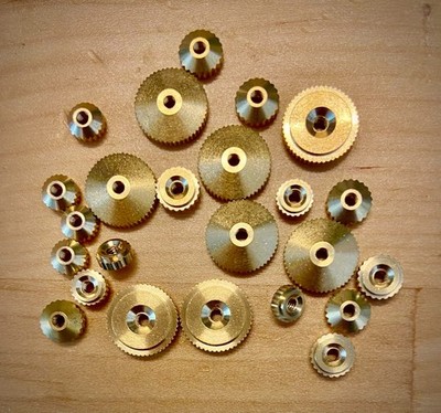 24 Pieces Brass Clock Hand Nut Assortment Replacement for 5mm 6mm 10mm OD Set