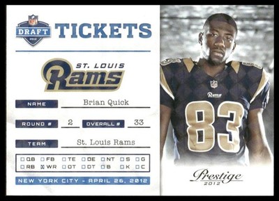 Brian Quick Rookie /100 2012 Panini Prestige #14 NFL Draft Tickets Rams