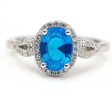 2CT Blue Topaz  Topaz 925 Sterling Silver Ring Sz 6 NB1-4