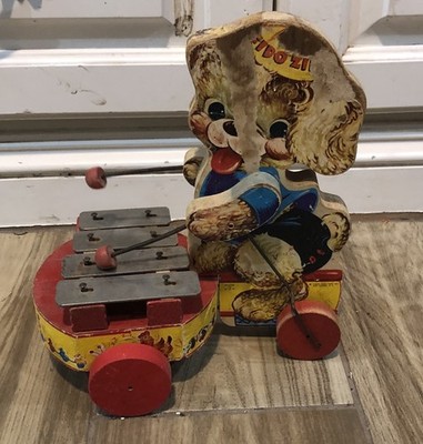 VINTAGE FISHER PRICE WOODEN FIDO ZILO # 707 WOOD PULL TOY