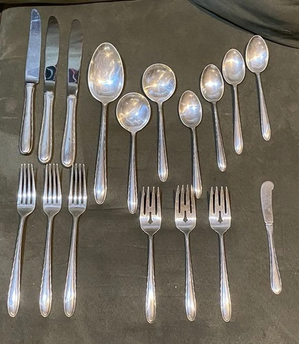 Antique SILVER FLUTES by TOWLE Sterling Silver Flatware Set - Lot of 17 pieces