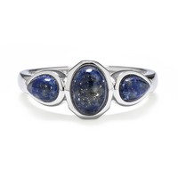Cavill Lapislazuli Ring Damen 925 Sterling Silber Rhodiniert 1,95Ct Blau