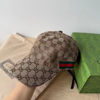 Gucci GG Supreme Unisex Baseball Cap Web Stripe Monogram Hat
