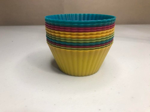 2.37 in. W x 2 in. L Reuseable Silicone Baking Cups Assorted Color 12 pk