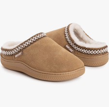 MUK LUKS Jordi Clog Slippers Women s 11 -12 Standard Brown Faux Suede Fur Lined