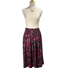 Vintage 90s Floral Pleated Midi Skirt Worthington Petite 28" Waist Cottagecore
