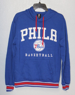 UNK Philadelphia 76ers Basketball NBA Red Stripe Blue Pullover Hoodie Men SMALL