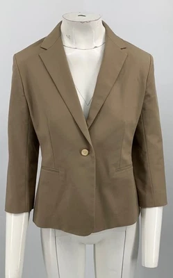 The Row Womens Beige Notch Lapel 3/4 Sleeve Single Button Blazer sz 10