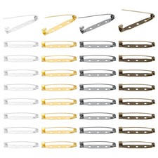 200 Pcs Safety Bar Pins Brooch Findings 40mm, Silver/Gold/Bronze/Grey 
