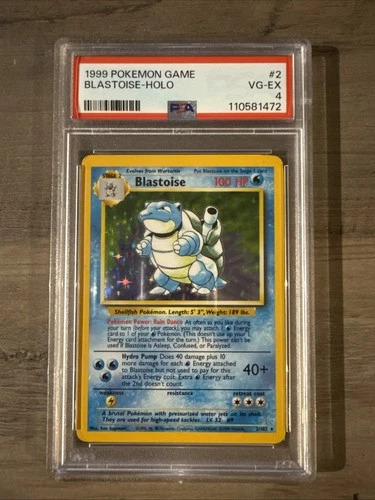 1999 Pokémon Game Blastoise Holo Card PSA 4 VG-EX