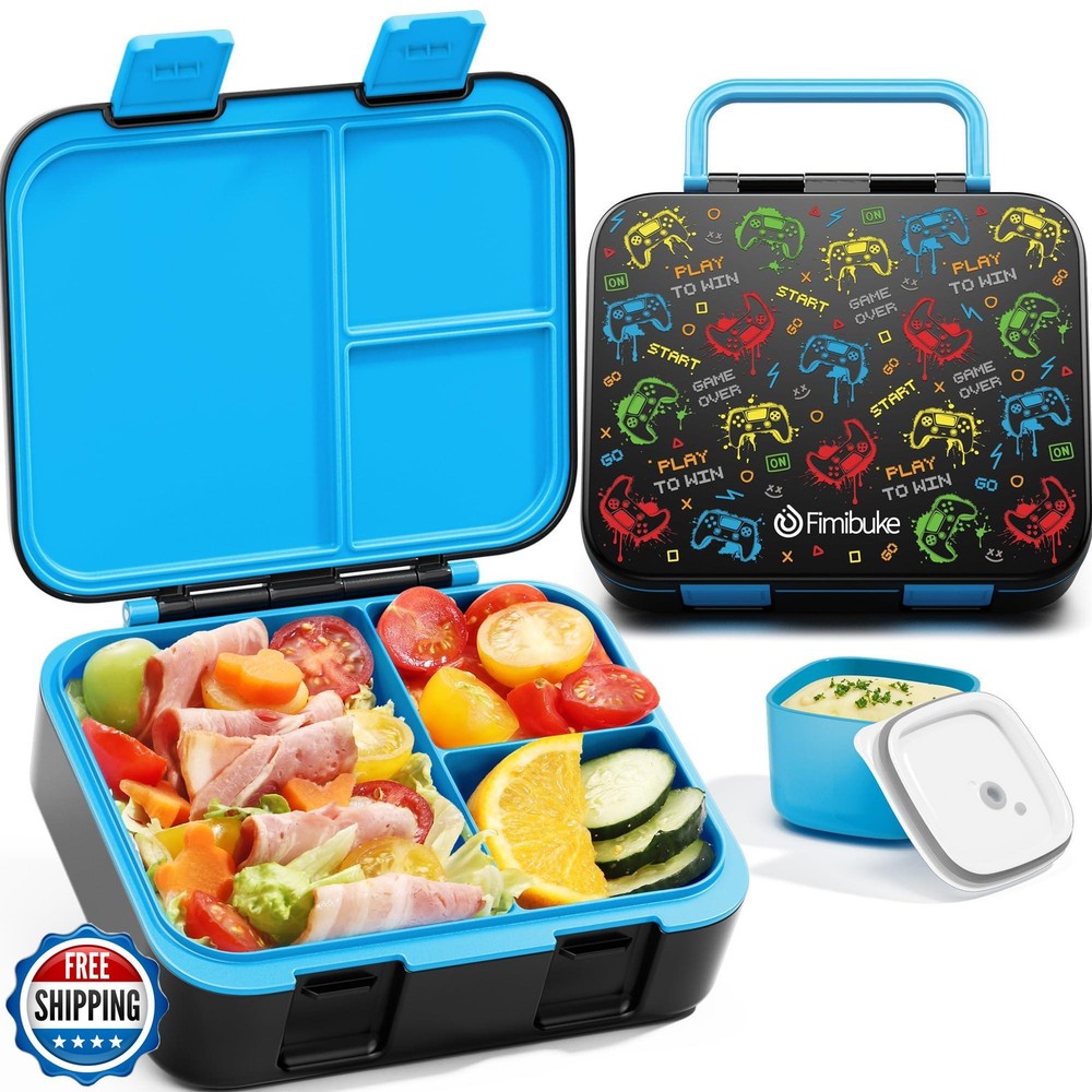 Leak-Proof Fimibuke 3-Compartment Bento Lunch Box for Kids - Boys & Girls
