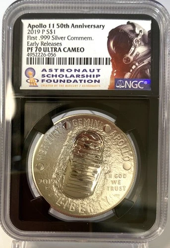 2019-P Apollo 11 50th Anniv Silver Dollar NGC PF70 Ultra Cameo Early Releases