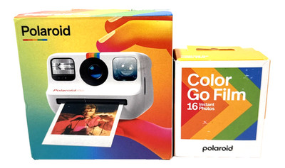 Polaroid Go Instant Camera with Wrist Strap & USB Charging Cable (White) + Film