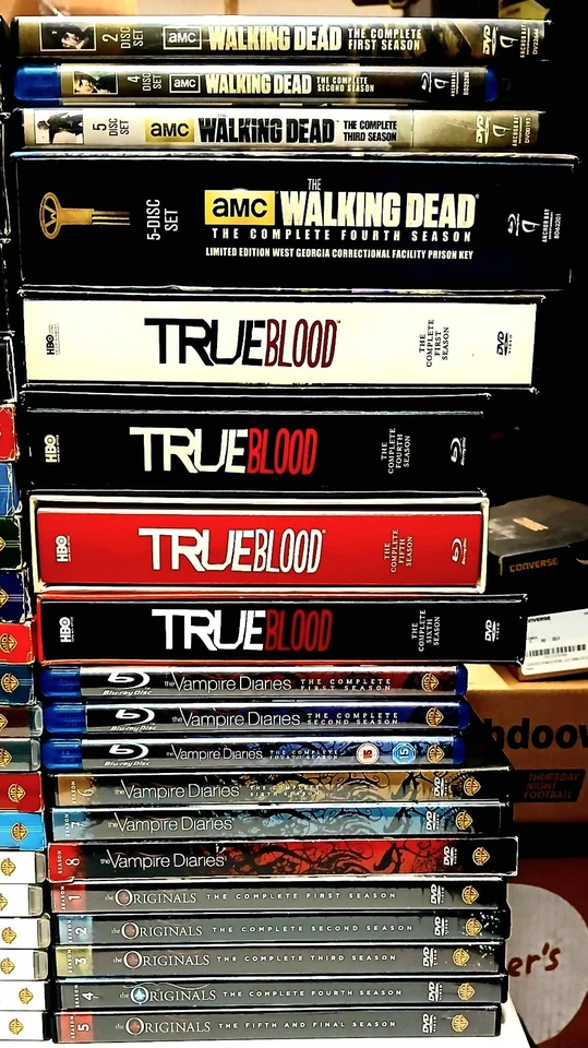 HUGE DVD BLU RAY LOT TWO HALF MEN VAMPIRE DIARIES TRUE BLOOD BOARDWALK EMPIRE+++ - Image 4 of 4