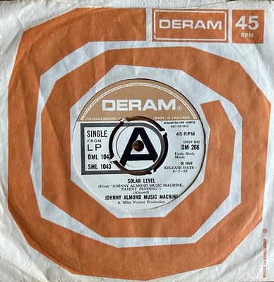 Johnny Almond Music Machine   Solar Level 7'' PROMO - 1969 UK Deram  DM 266  VG+