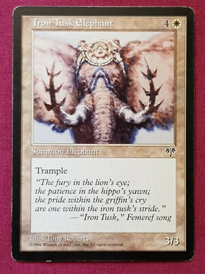 Magic The Gathering MIRAGE IRON TUSK ELEPHANT white card MTG | eBay