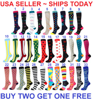 Compression Socks Stockings Knee High Womens Mens Medical 20-30 mmHG S/M - X/XL 