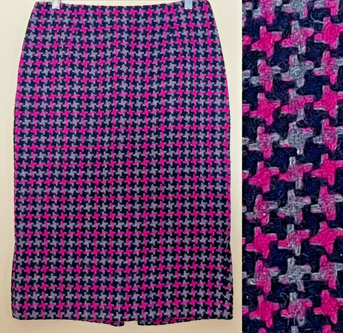 Worth Pencil Skirt Size 4 Houndstooth Geometric Wool Academia Vintage