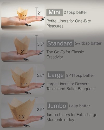Nordic Paper 200pcs Natural Mini Tulip Cupcake Liners for Baking Cups Unbleac... - Picture 2 of 6