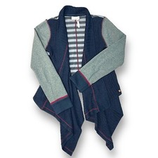 Girls Matilda Jane Sweater Size 12 Youth Gray and Navy Knit Wrap Cardigan