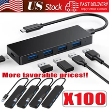 4 Port USB 3.0 Hub Splitter Multi Adapter 5Gbps High Speed PC Desktop Laptop LOT