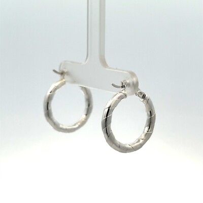 Sterling Silber Creolen hochglanzpoliert und Linienmuster (3 x 20 mm)