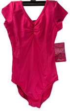 Capezio Girl's Future Star Cap Sleeve Pinch Front Leotard, Pink, XS