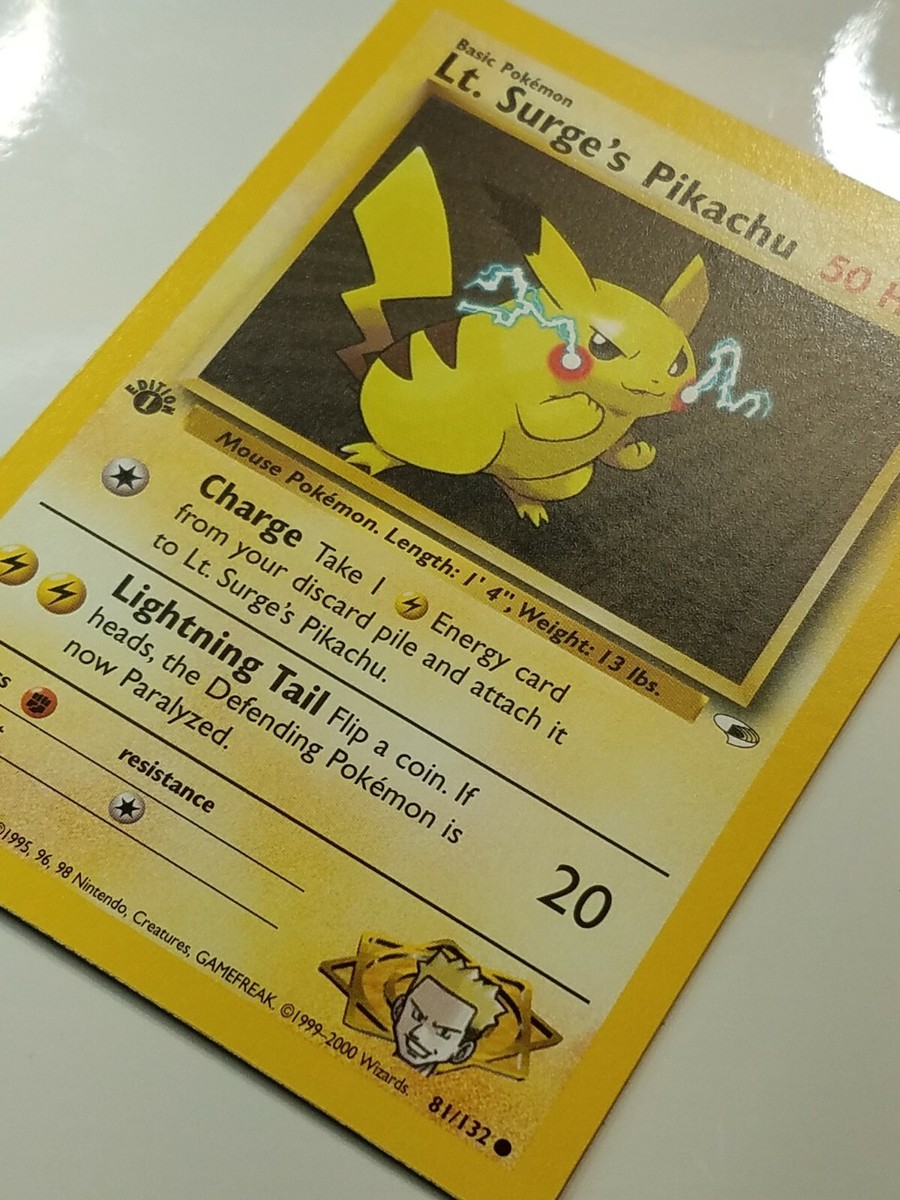 1ST EDITION Lt. Surge's Pikachu 81/132 NM / M - Gym Heroes Pokemon