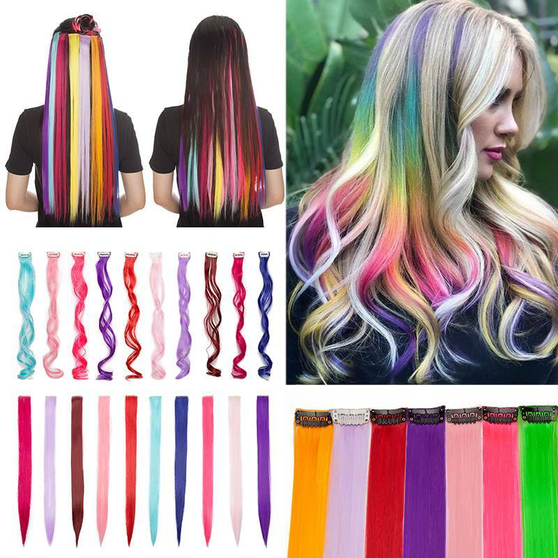 100% Real NATURAL Highlight Clip in Hair Extensions Rainbow For Human Hair  Piece