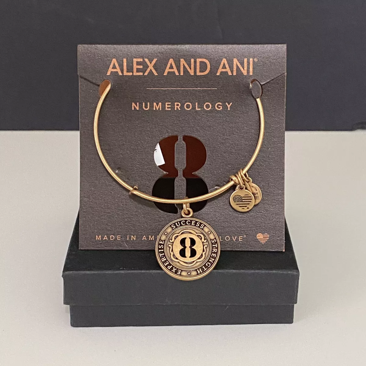 Alex and Ani USA Expandable Bracelet Numerology No. 8 Success Strength Expertise