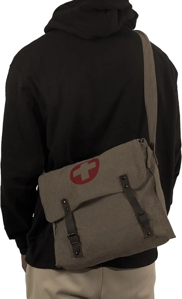 Bolso de hombro Rothco vintage de lona médica con bandolera cruzada mensajero OD Foto 3 de 4