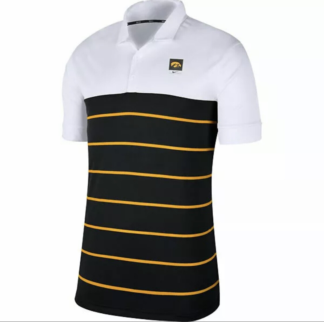 Nike Iowa Hawkeyes Dri-Fit NCAA Striped Golf Polo Shirt Mens