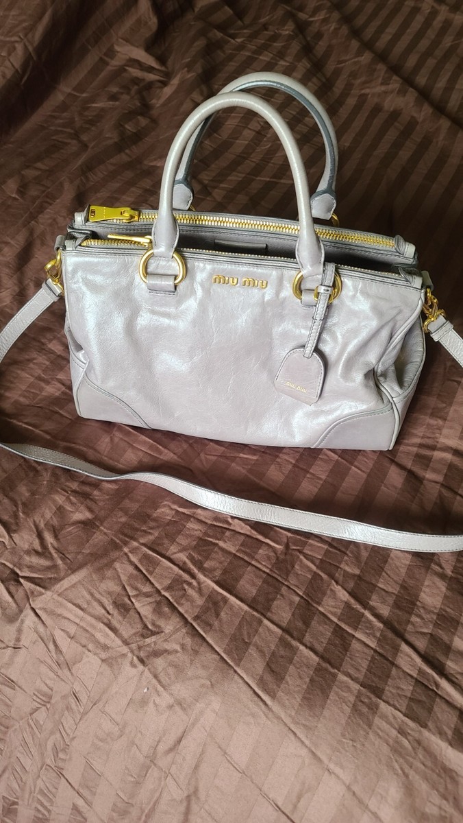 バッグ MIU MIU Leather Shoulder Bag Gray MIUMIU] Miu Miu 2way shoulder leather gray ladies handbag