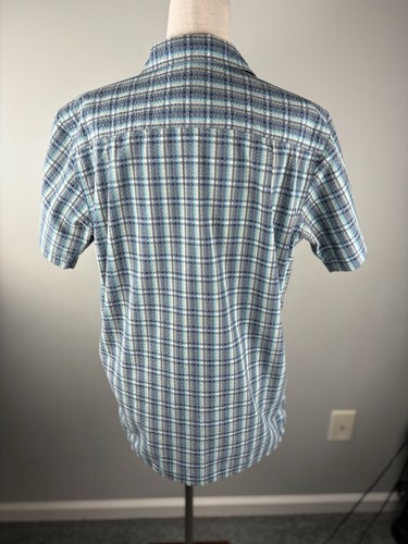 Patagonia Mens Shirt Medium Blue Organic Cotton Plaid Seersucker Short Sleeve - Picture 6 of 8