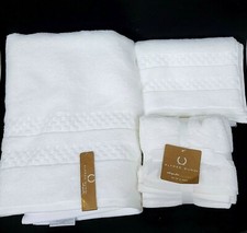 ALFRED SUNG WHITE,CHECKERS DESIGN BAMBOO,COTTON FLUFFY BATH,HAND TOWEL,WASHCLOTH