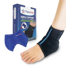Ankle Ice Pack Wrap for Injuries - Hot & Cold Reusable Gel Compression Brace.