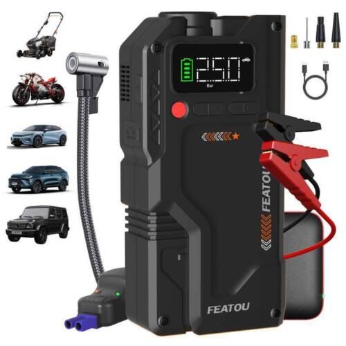 Portable 8000A Car Jump Starter Power Bank With Air Compressor Battery Booster