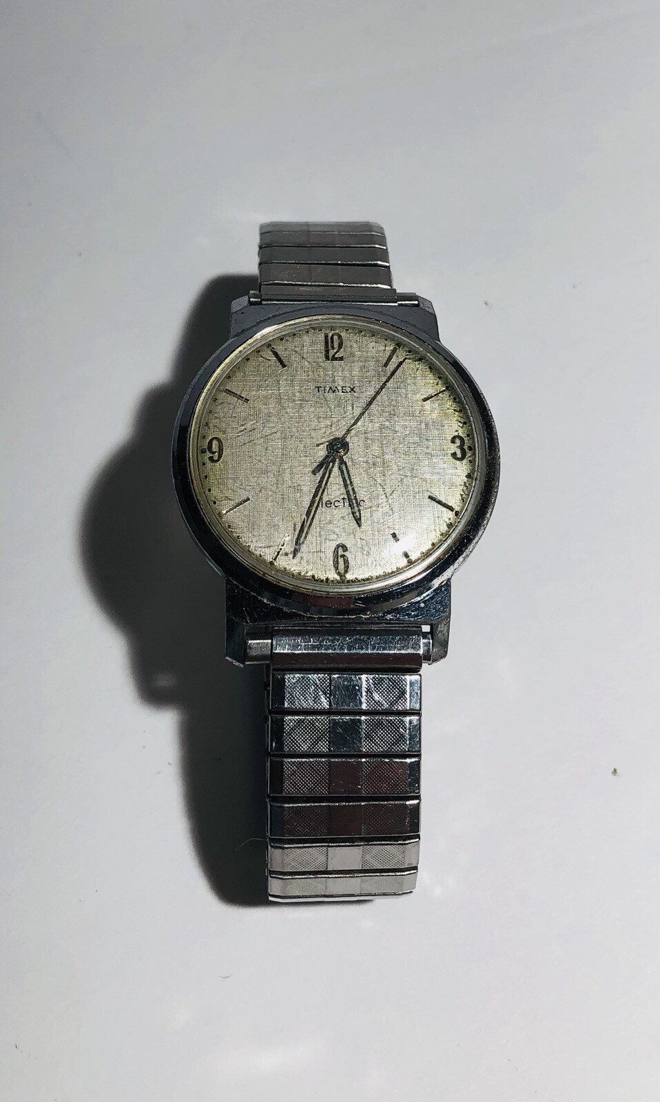 Vintage Timex Silver Tone Electronic Mens Watch with Stretch Band