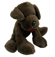 Animal Adventure Chocolate Lab Puppy Dog Plush with Red Bow Brown Stuffed Animal