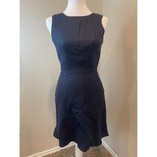 J Crew Navy Linen Sleeveless Lined Fit & Flare Midi