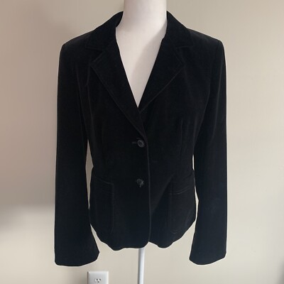 Vintage Saks Fifth Avenue Smoking Jacket Womens Size 10 Black Velvet Blazer