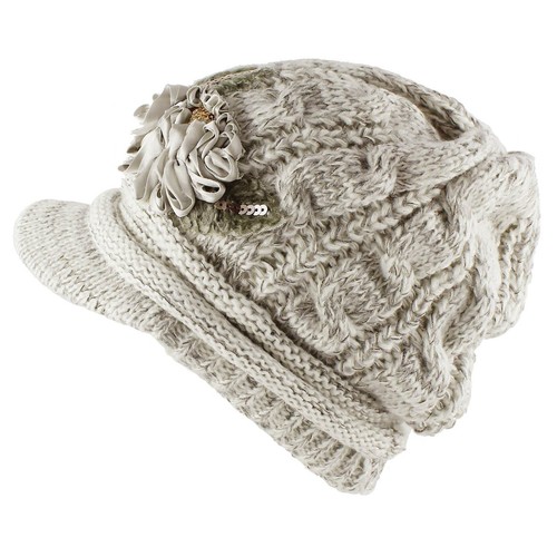 Flower Casual Warm Ski Slouchy Crochet Knit Beanie Cap Brim Hat Winter Womens - Picture 5 of 9